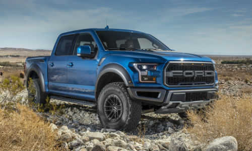 2020 Ford Raptor Blue Parked in Desert
