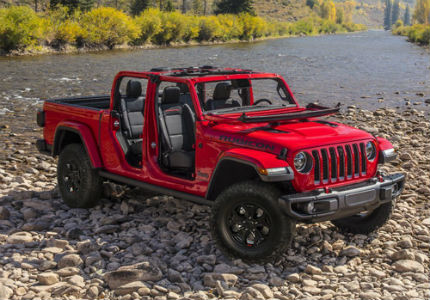 2020 Keep Gladiator Red Parked near a a River