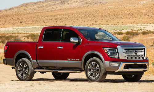2020 Nissan Titan parked in a desert