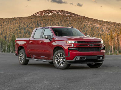 2020 Chevrolet Silverado Red Parked with Mountain View