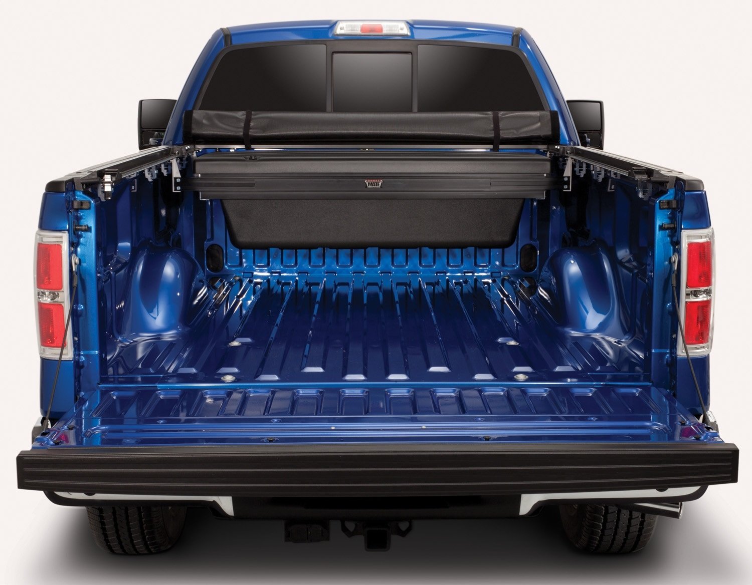 TruXedo Truck Luggage - TonneauMate Toolbox installed in a blue truck